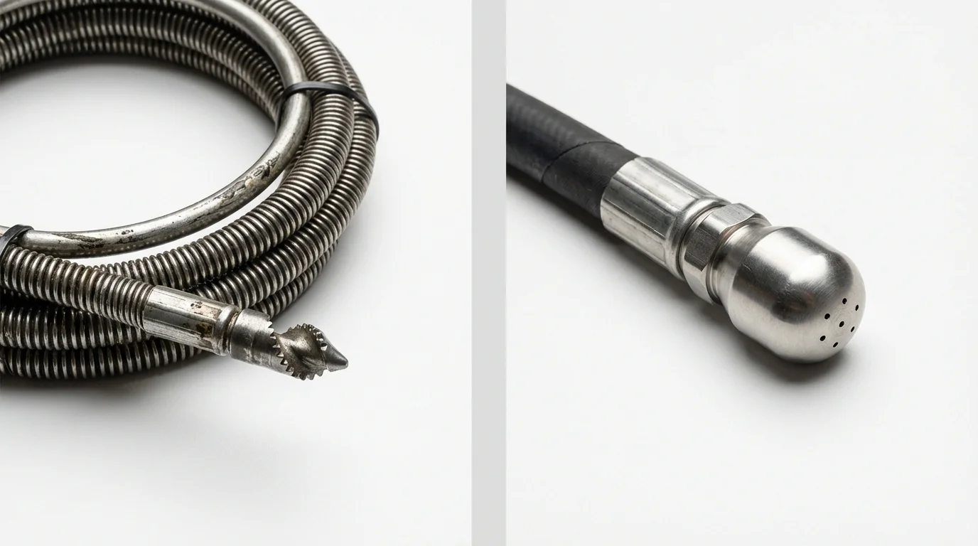 Drain snake cable and hydro jetting nozzle used for drain cleaning in Stanardsville, VA