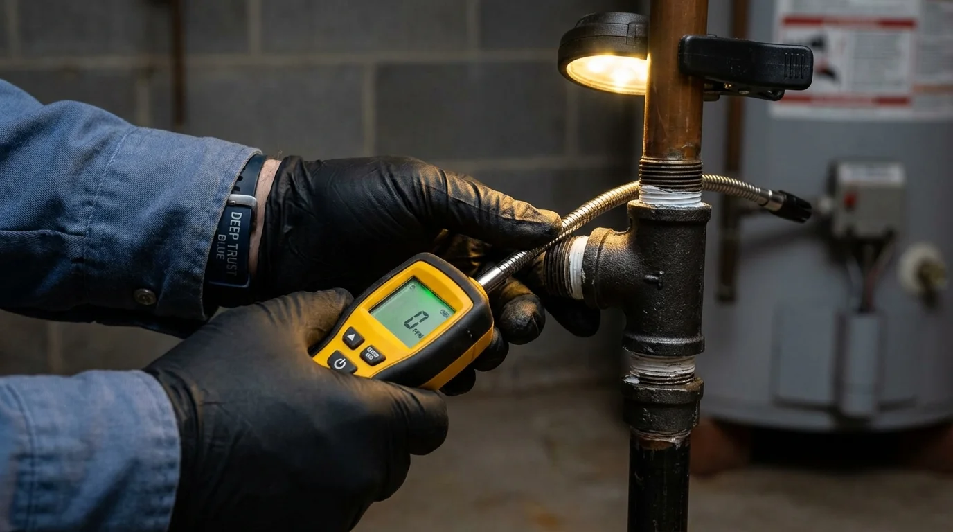 Gas leak detection with electronic sniffer by Johns Plumbing LLC in Stanardsville